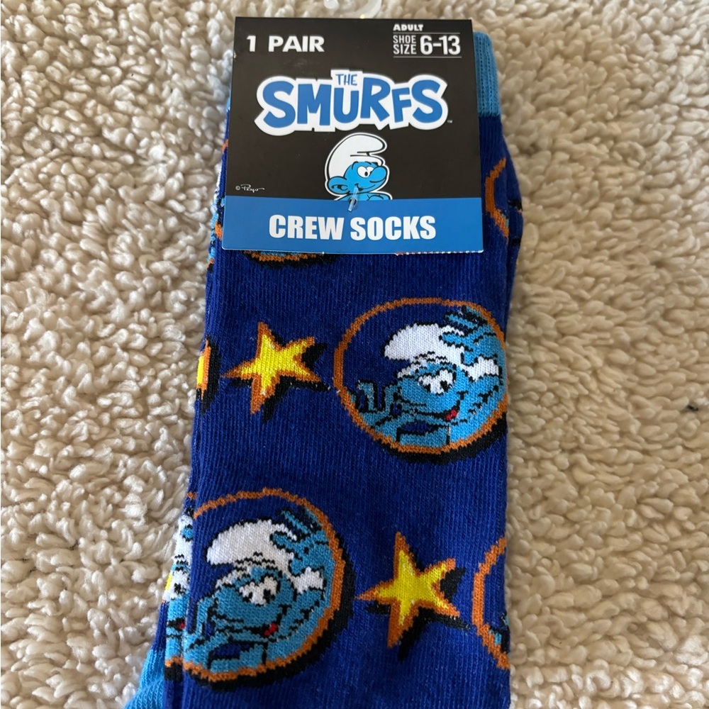 Smurf Blue Crew Socks new fun character